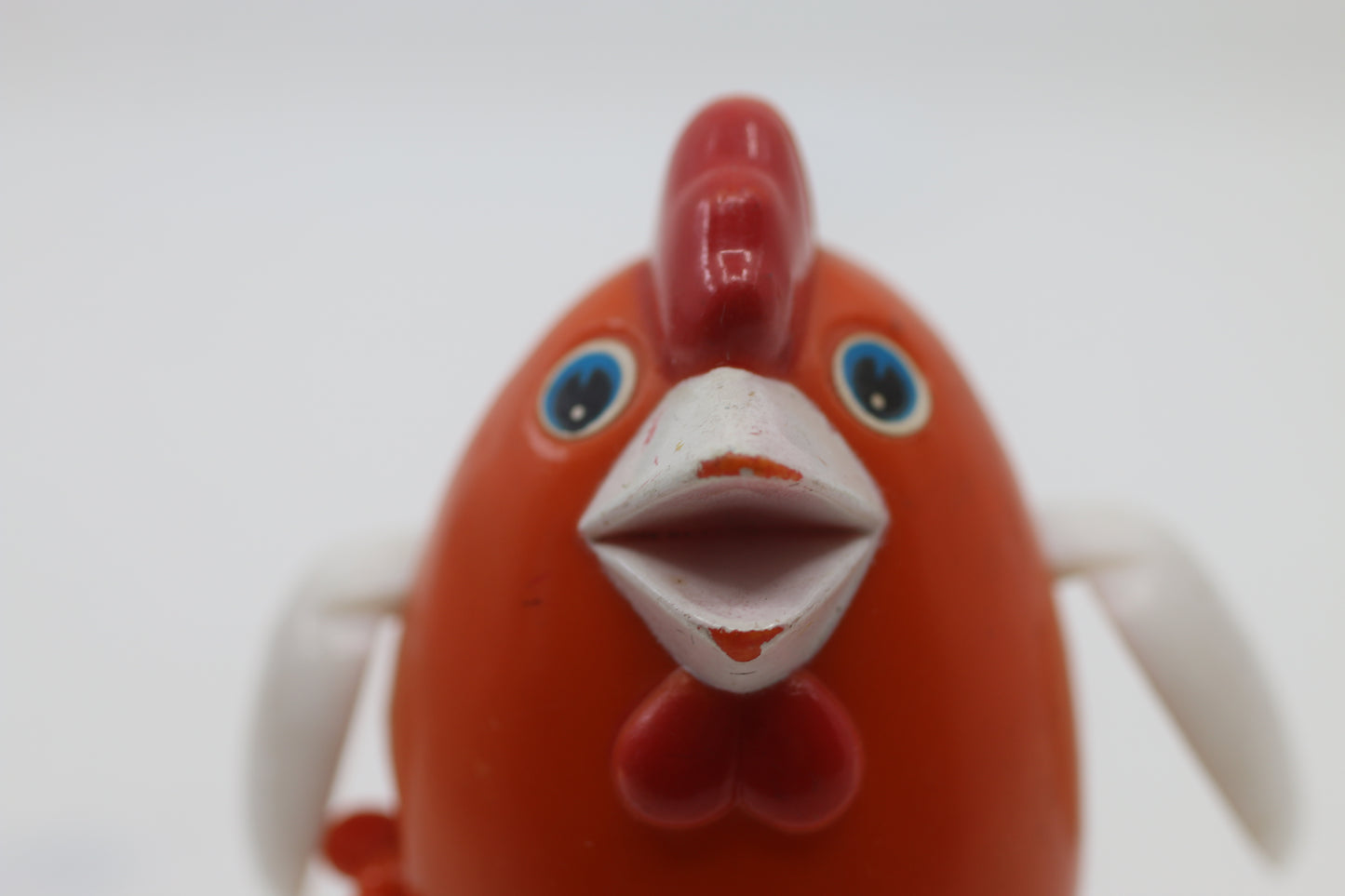 Vintage Orange Wind-Up Chicken Walking & Wings Flapping Toy By KN Of Hong Kong