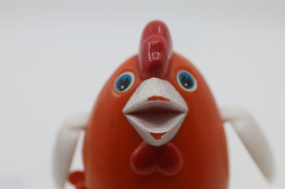 Vintage Orange Wind-Up Chicken Walking & Wings Flapping Toy By KN Of Hong Kong