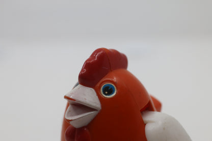 Vintage Orange Wind-Up Chicken Walking & Wings Flapping Toy By KN Of Hong Kong