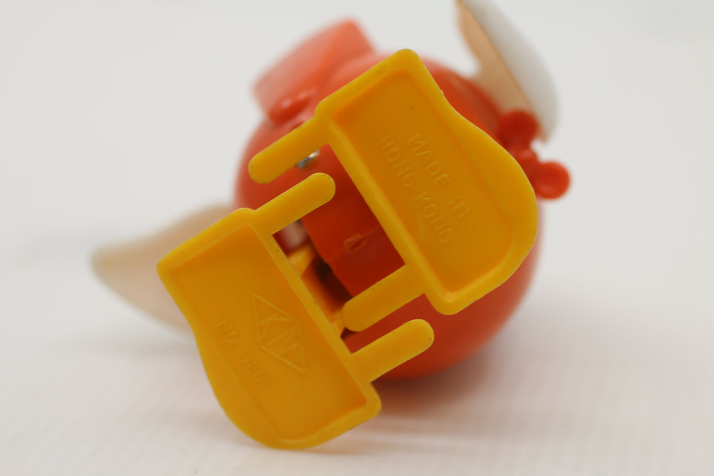 Vintage Orange Wind-Up Chicken Walking & Wings Flapping Toy By KN Of Hong Kong