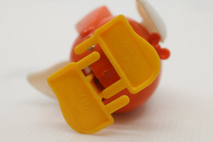 Vintage Orange Wind-Up Chicken Walking & Wings Flapping Toy By KN Of Hong Kong