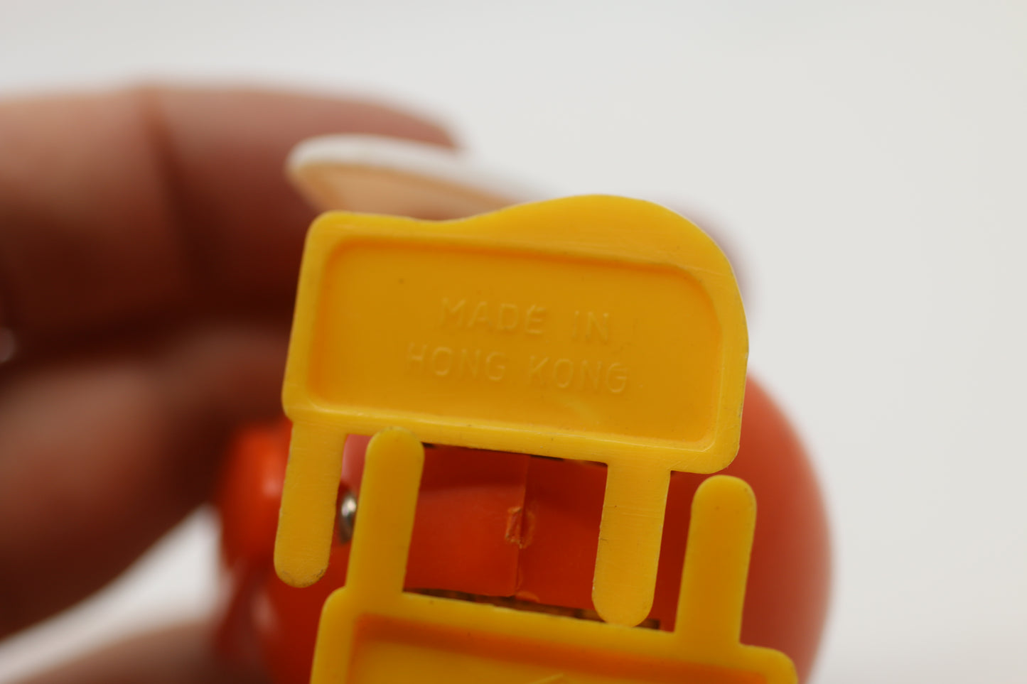 Vintage Orange Wind-Up Chicken Walking & Wings Flapping Toy By KN Of Hong Kong