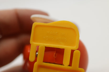 Vintage Orange Wind-Up Chicken Walking & Wings Flapping Toy By KN Of Hong Kong