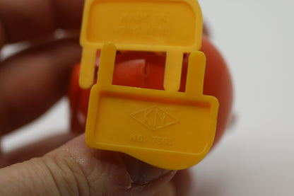 Vintage Orange Wind-Up Chicken Walking & Wings Flapping Toy By KN Of Hong Kong