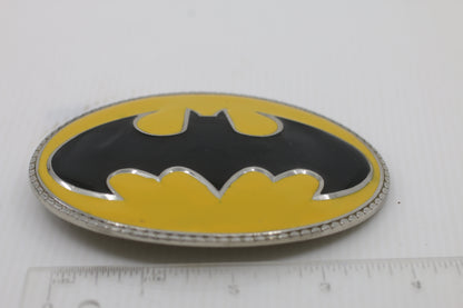 Yellow Oval Enamel Prong Batman Buckle Dimensions: 4-3/8” x 3-1/4”