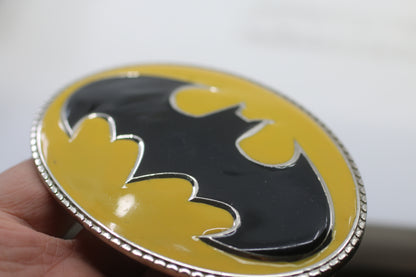 Yellow Oval Enamel Prong Batman Buckle Dimensions: 4-3/8” x 3-1/4”