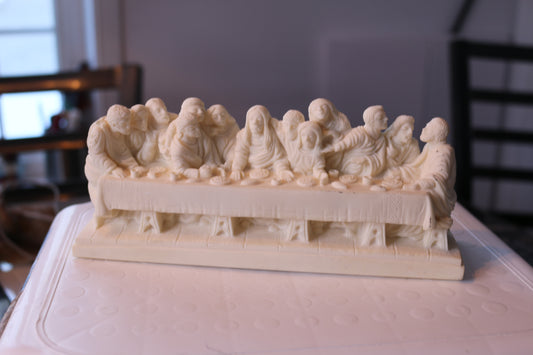 Vintage A. Giannetti Rome Italy Alabaster? Sculpture “The Last Supper” 8 1/4" L