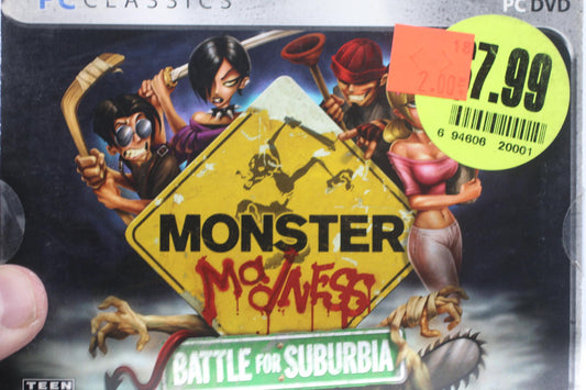 PC CD-Rom Monster Madness: Battle for Suburbia Zombie Game Brand New Jewel Case
