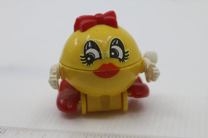 Vintage 1980s Ms PAC-MAN Wind Up Walking Toy Figure by TOMY
