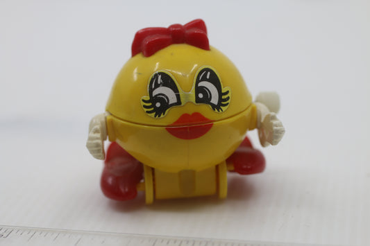 Vintage 1980s Ms PAC-MAN Wind Up Walking Toy Figure by TOMY