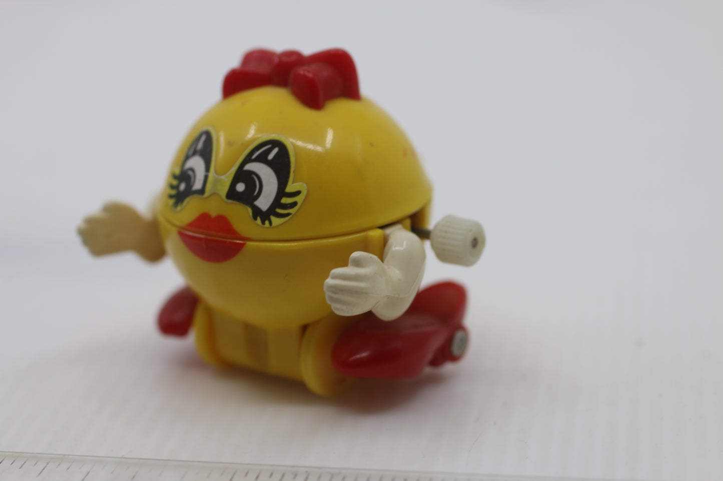 Vintage 1980s Ms PAC-MAN Wind Up Walking Toy Figure by TOMY