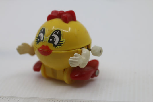 Vintage 1980s Ms PAC-MAN Wind Up Walking Toy Figure by TOMY
