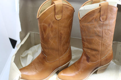 Vintage Healine 5 Brown Western COWBOYS LEATHER Boots Size48