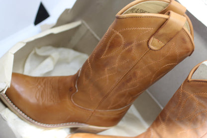 Vintage Healine 5 Brown Western COWBOYS LEATHER Boots Size48