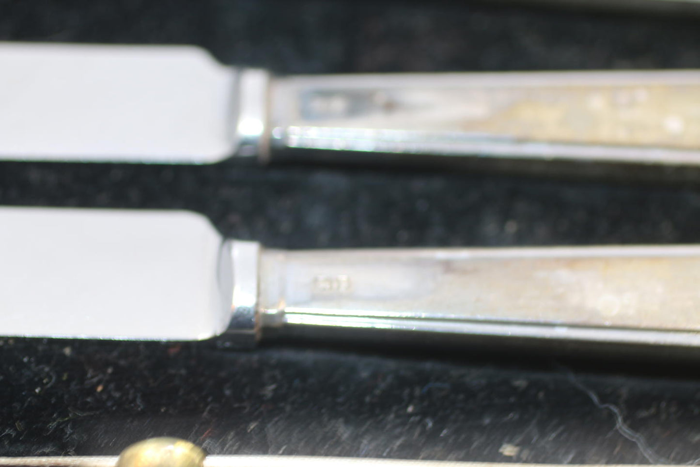 Vintage EPNS Silver Plate & Pirus Stainless Butter Knife Set 6 Pc Original Case