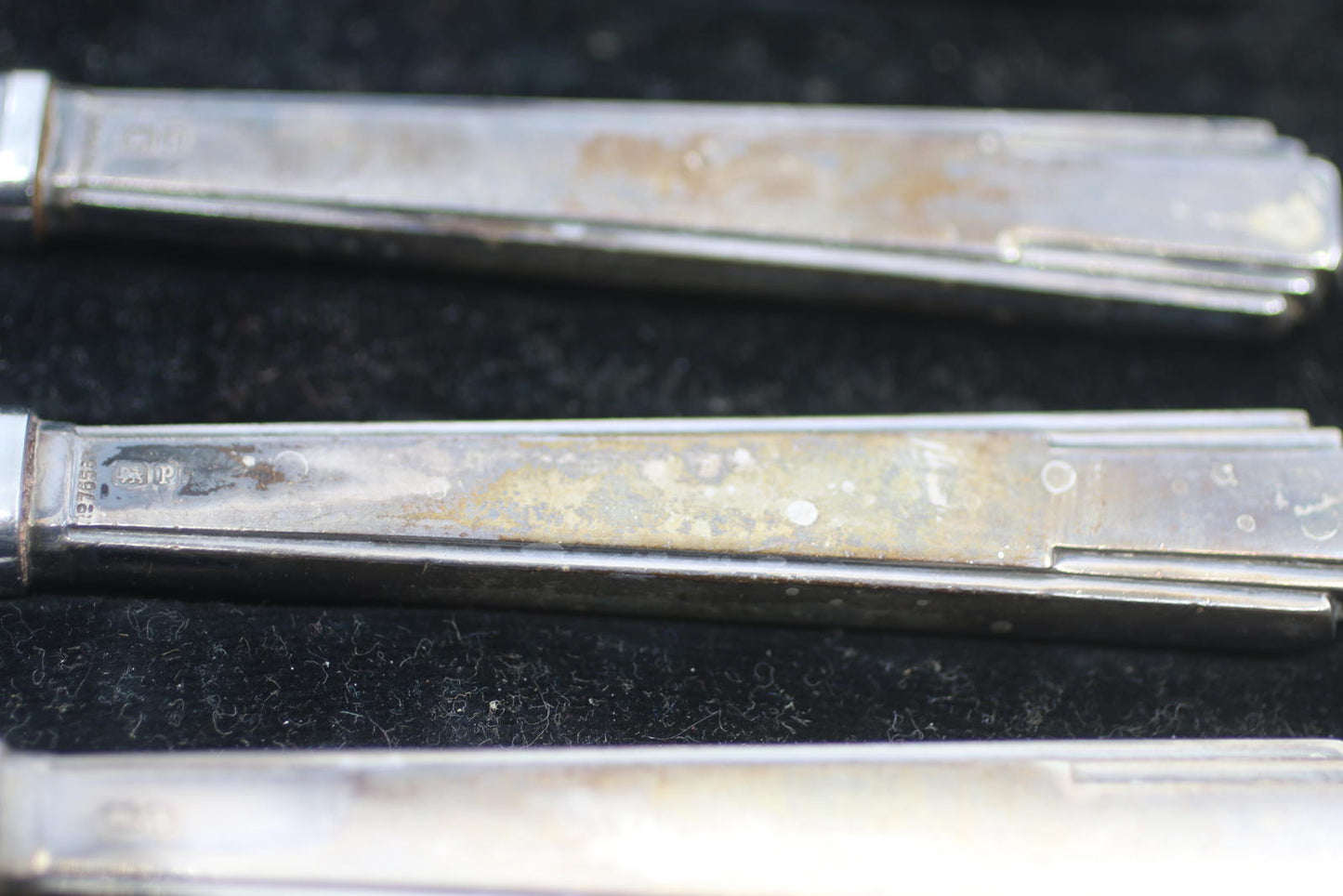 Vintage EPNS Silver Plate & Pirus Stainless Butter Knife Set 6 Pc Original Case