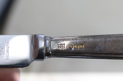 Vintage EPNS Silver Plate & Pirus Stainless Butter Knife Set 6 Pc Original Case