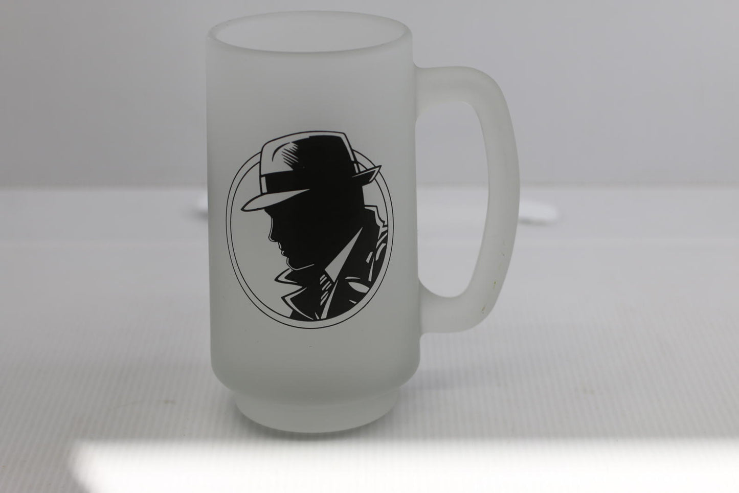 Vintage Detective Mug Frosted Glass Dick Tracy Walt Disney Frosted Glass CUP
