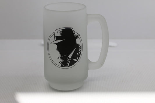 Vintage Detective Mug Frosted Glass Dick Tracy Walt Disney Frosted Glass CUP