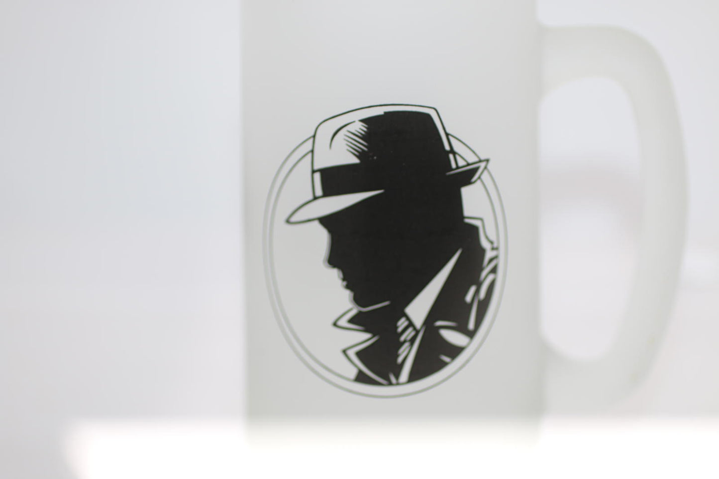 Vintage Detective Mug Frosted Glass Dick Tracy Walt Disney Frosted Glass CUP