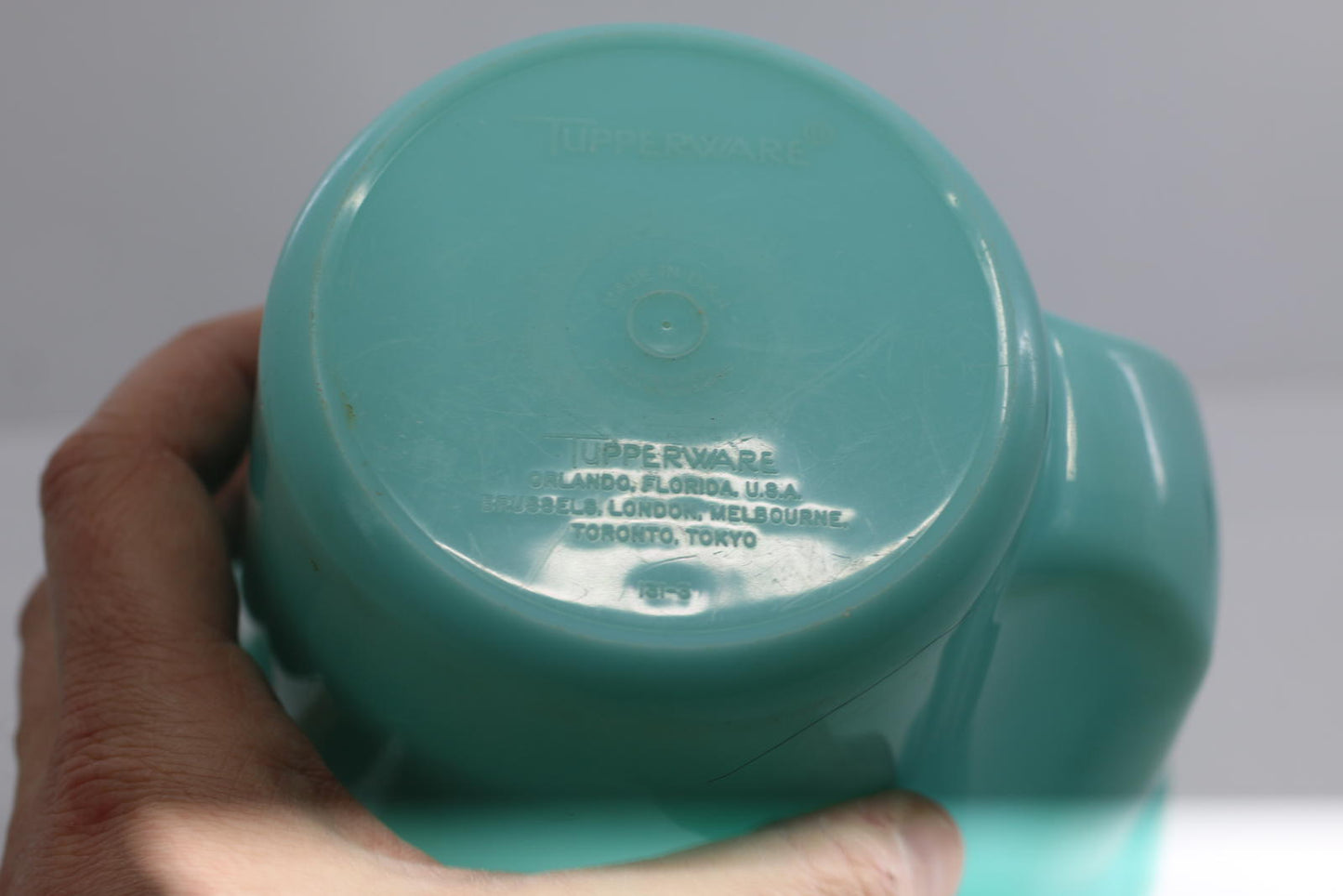 Tupperware Aqua Blue Creamer Milk Pitcher Flip Lid 131-2, 625-5 Large variant