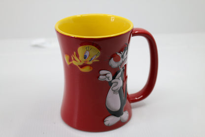 Large 16 oz Warner Bros SYLVESTER TWEETY 3D Large Coffee Cup Mug Red Yellow