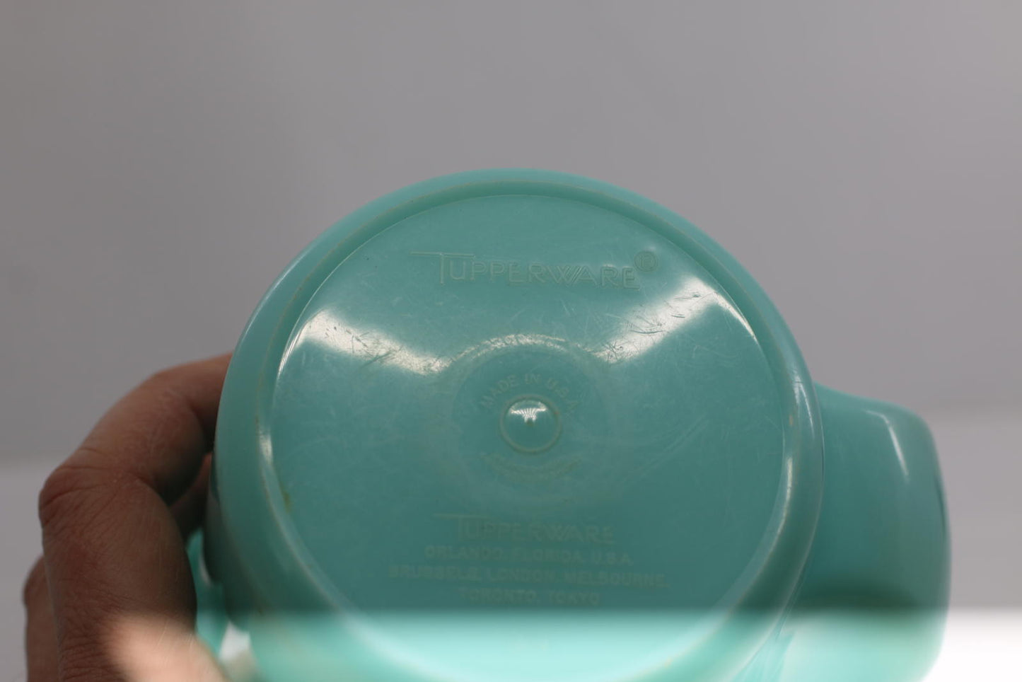Tupperware Aqua Blue Creamer Milk Pitcher Flip Lid 131-2, 625-5 Large variant