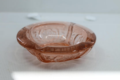 Vintage Pink Depression Glass Floral Ashtray 4 Rest