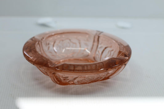 Vintage Pink Depression Glass Floral Ashtray 4 Rest