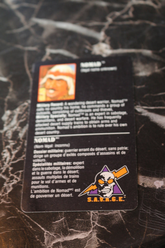 RAMBO FORCE OF FREEDOM FILE CARD NOMAD 1986 COLECO