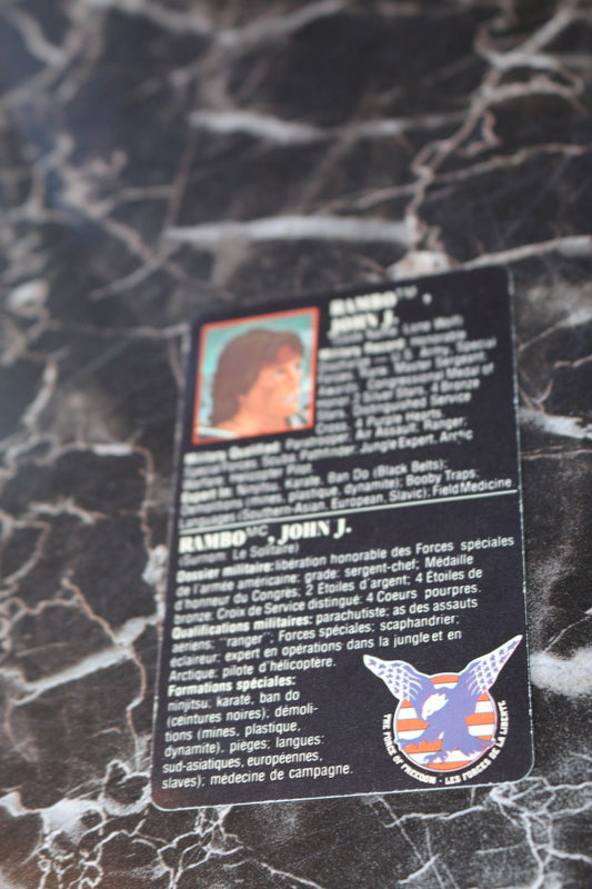 Vintage 80s Coleco Rambo File Card John J. Rambo Accessory 1986