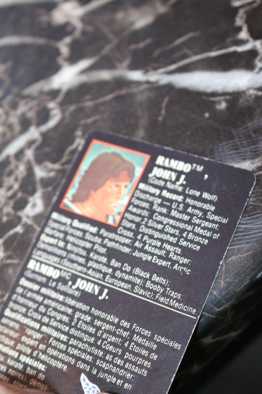 Vintage 80s Coleco Rambo File Card John J. Rambo Accessory 1986