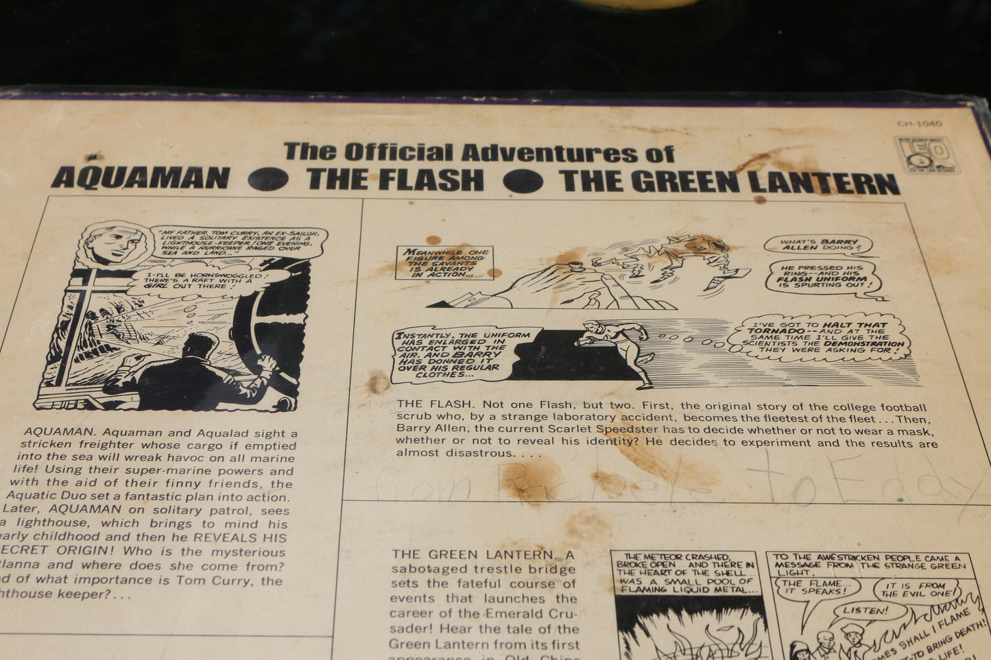1967 THE OFFICIAL ADVENTURES OF AQUAMAN, THE FLASH, GREEN LANTERN VINYL CH-1040