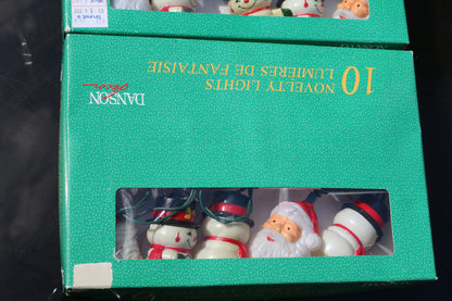 3 box Vintage 1996 Snowman String Christmas danson decor Lights plastic