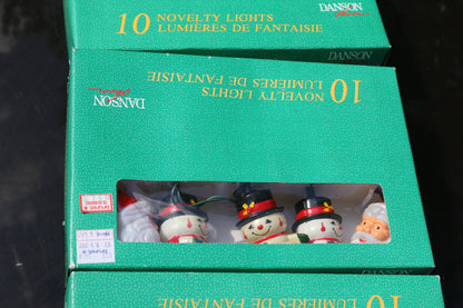 3 box Vintage 1996 Snowman String Christmas danson decor Lights plastic