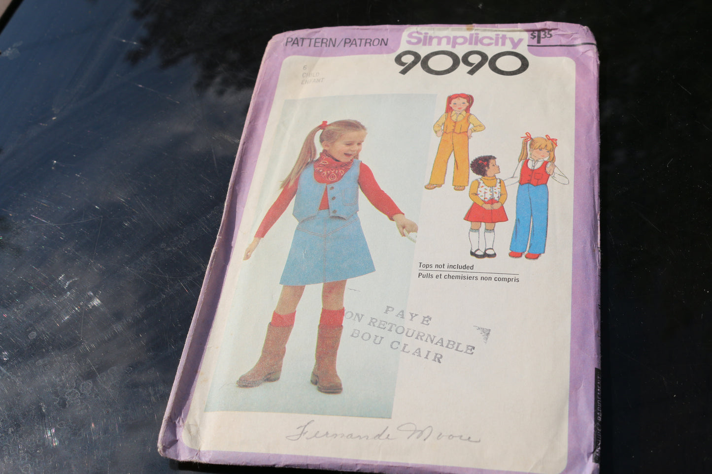 Shirt Pants Vest Western Simplicity Sewing Pattern 9090 Girls Size 4 VTG CUT