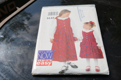 Butterick See & Sew Now pattern 5137 Girls' Jumper & Blouse Sz 2-6 UC FF