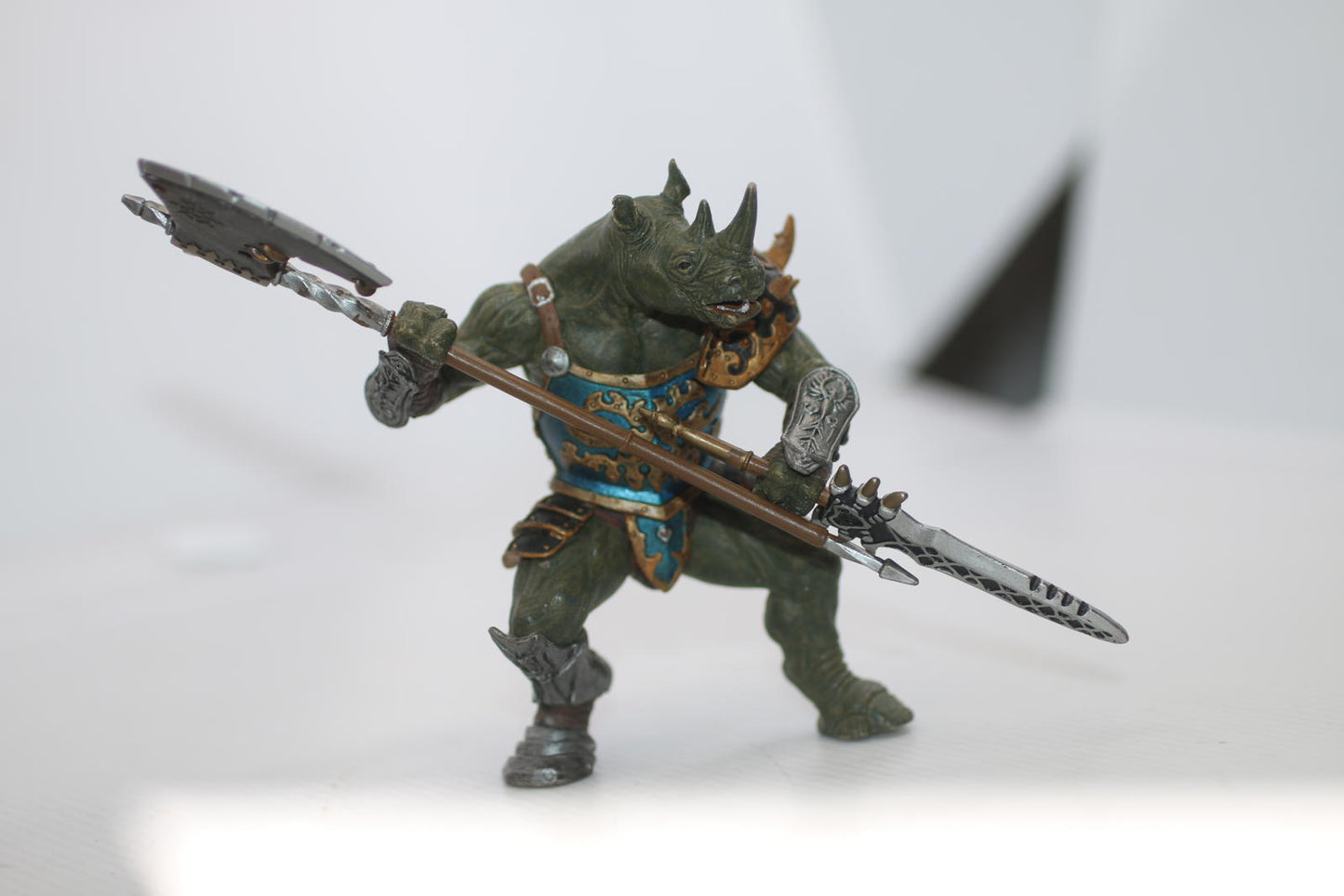 Papo Rhino Mutant Knight Warrior Action Figure Sword and Battle Axe 2007 Loose