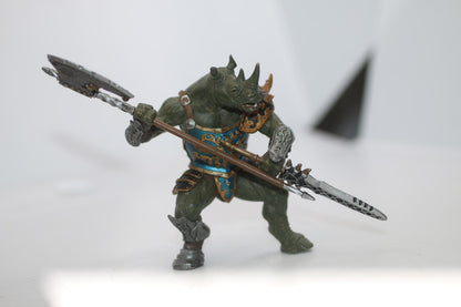 Papo Rhino Mutant Knight Warrior Action Figure Sword and Battle Axe 2007 Loose