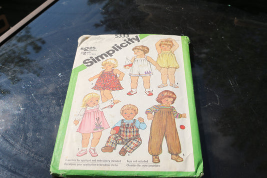 5333 Vintage Simplicity Sewing Pattern Girls Overalls Sundress Jumper Bubble