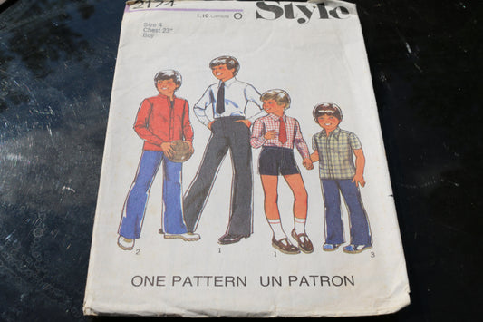 1970s Boys Grandpa Shirt Hotpants Pants Flares Shorts Style 2174 Sewing Pattern
