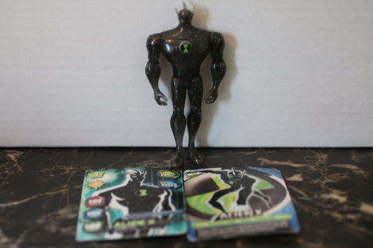2009 Bandai Ben 10 Alien X 3 3/4” Action Figure Black Force RARE With Two Cards