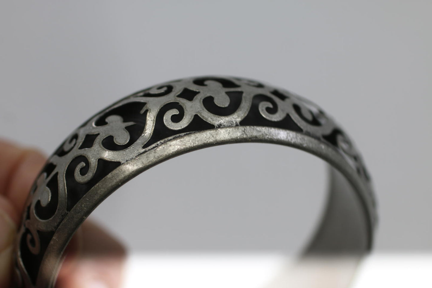 Vintage Silver Tone Filigree Cuff Bracelet & Dangle Earrings