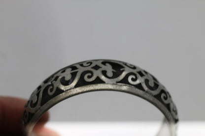 Vintage Silver Tone Filigree Cuff Bracelet & Dangle Earrings