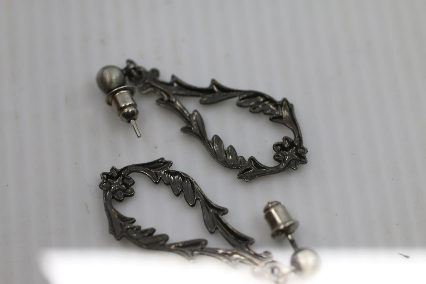 Vintage Silver Tone Filigree Cuff Bracelet & Dangle Earrings