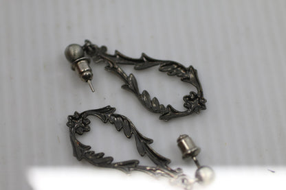 Vintage Silver Tone Filigree Cuff Bracelet & Dangle Earrings