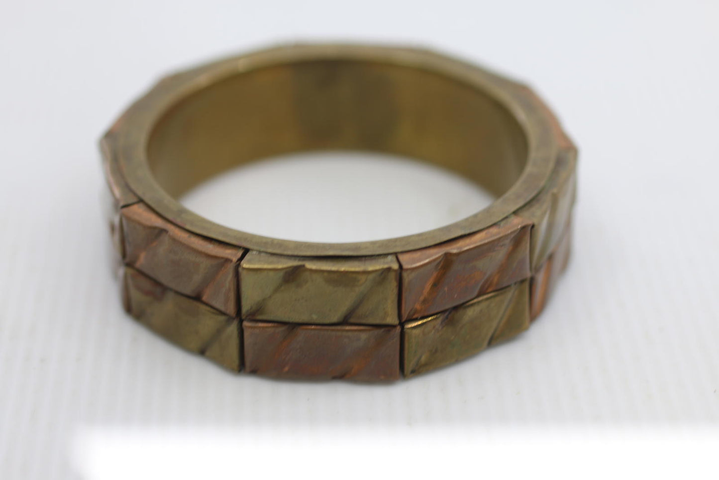 Vintage Brutalist Copper Brass Cuff Bracelet Modernist Tone
