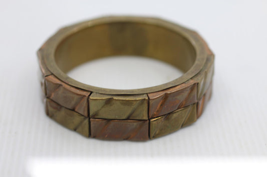 Vintage Brutalist Copper Brass Cuff Bracelet Modernist Tone