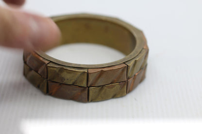 Vintage Brutalist Copper Brass Cuff Bracelet Modernist Tone