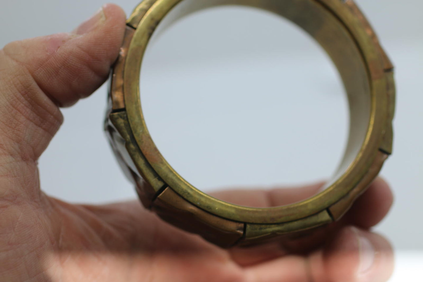 Vintage Brutalist Copper Brass Cuff Bracelet Modernist Tone